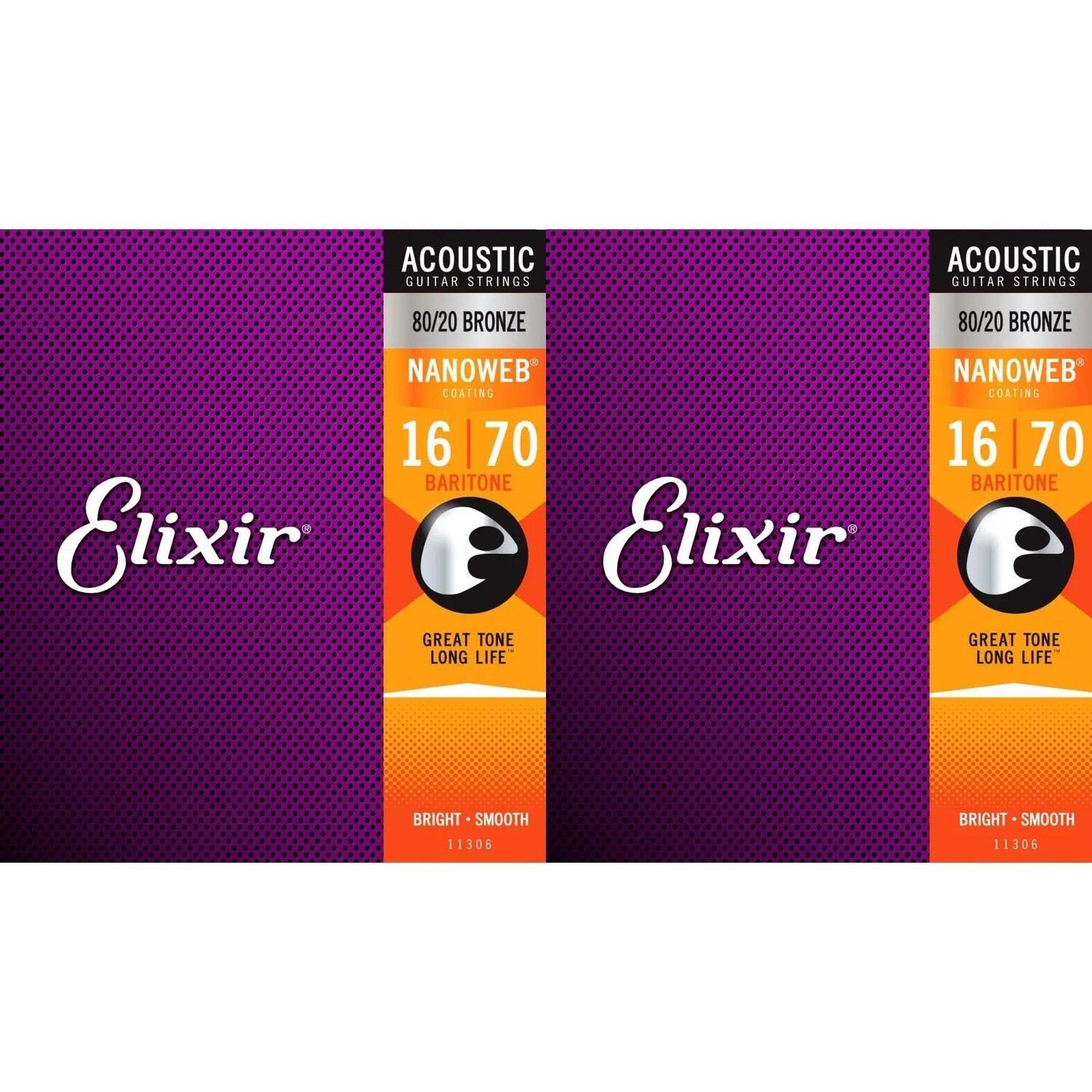 

Elixir Strings 11306 Nanoweb 80/20 Струны для акустической баритоновой гитары — .016-.070, 6 струн (2 шт.)