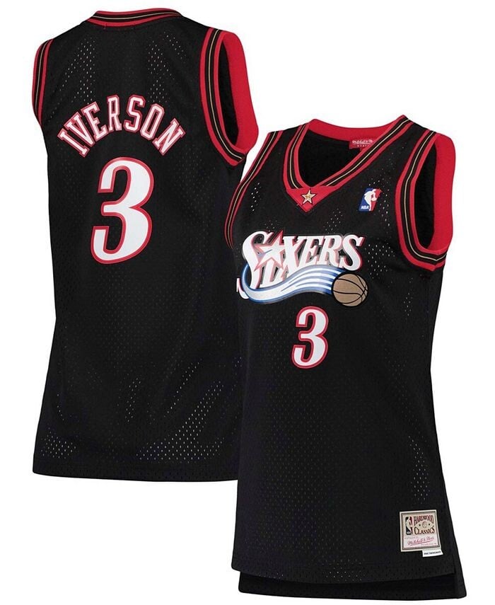 

Женская черная майка Allen Iverson Philadelphia 76ers Hardwood Classics Swingman Mitchell & Ness, черный