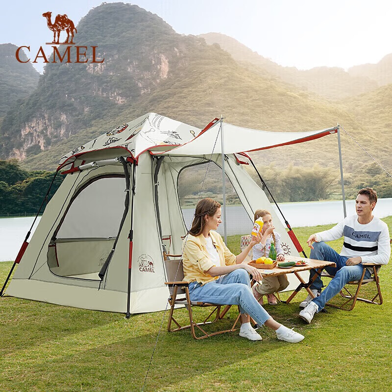 

Camel (Camel) трехдверная полностью автоматическая палатка для кемпинга на открытом воздухе портативная складная палатка для кемпинга в парке для пикника непромокаемая солнцезащитная палатка