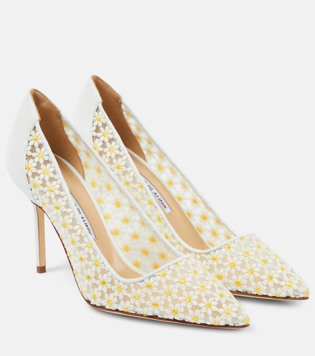 

Туфли tora 90 с цветочной кожаной отделкой Manolo Blahnik, белый