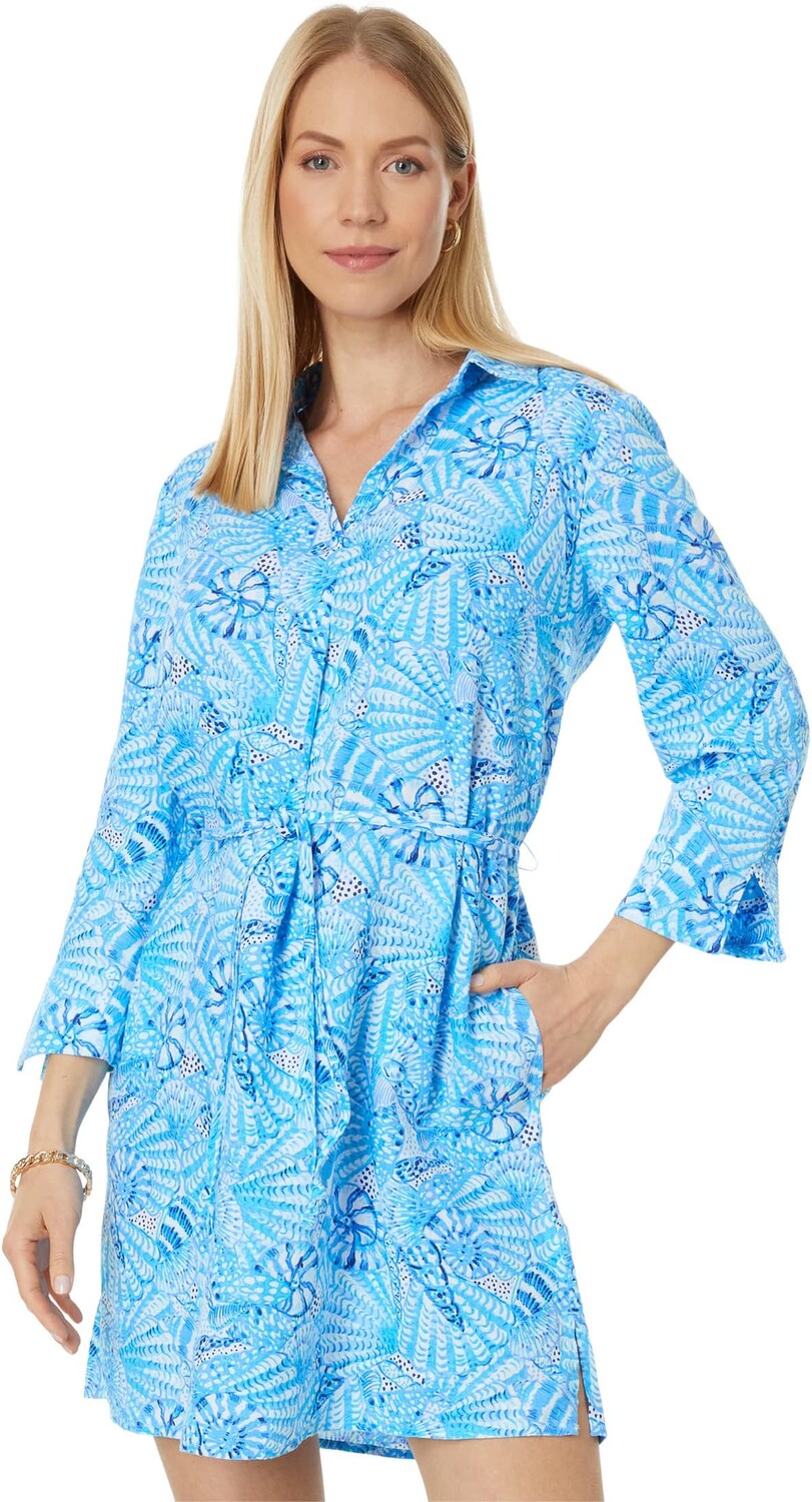

Льняное платье-туника Pilar Lilly Pulitzer, цвет Amalfi Blue By The Seashore