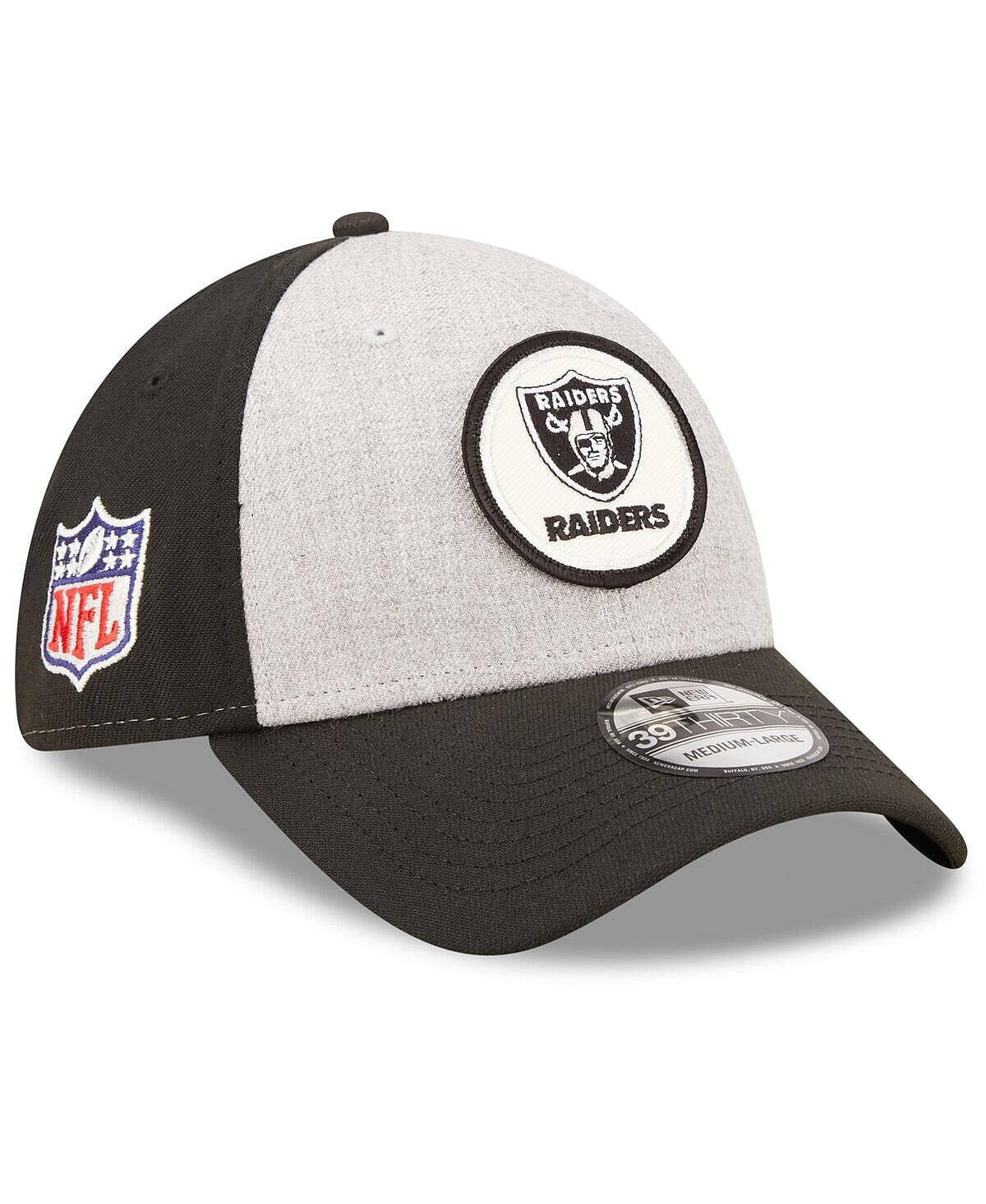 

Мужская серо-черная кепка Las Vegas Raiders 2022 Sideline 39THIRTY Historic Flex. New Era