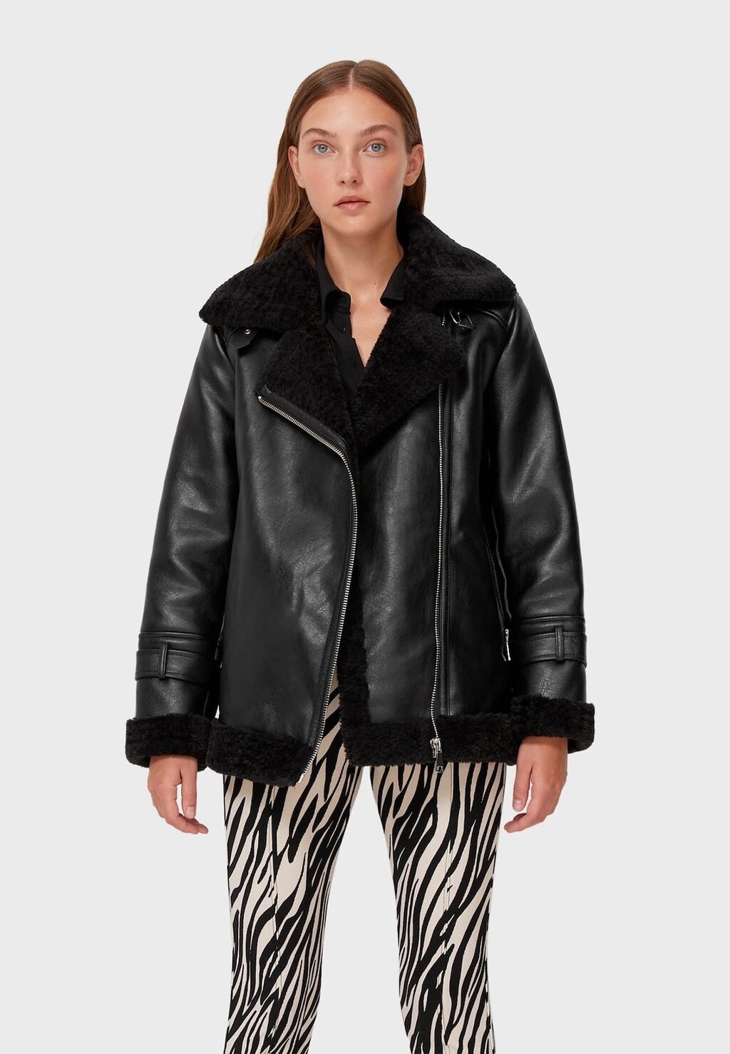 

Куртка из искусственной кожи Stradivarius, Черный