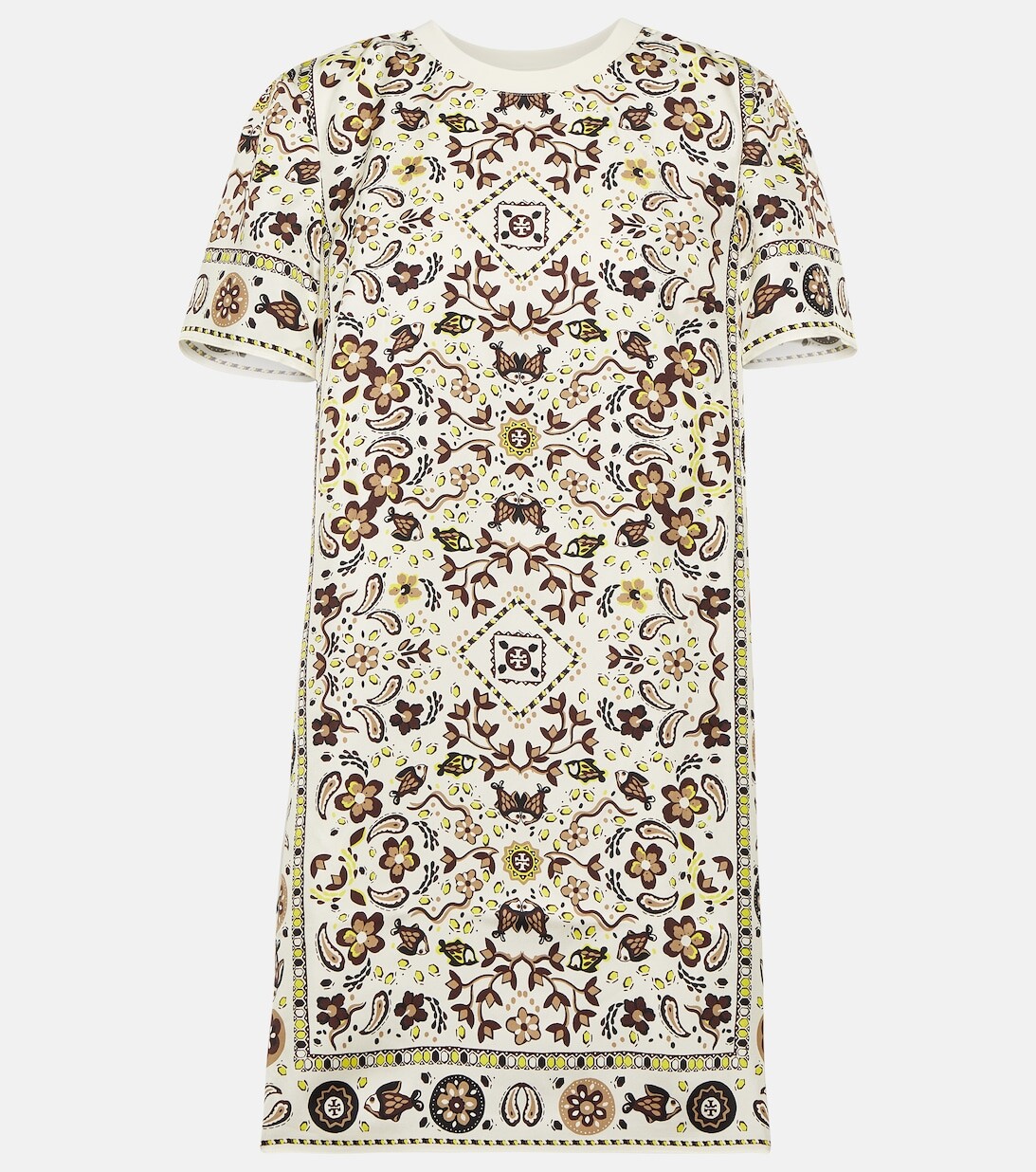

Мини-платье из шелка и хлопка с принтом TORY BURCH, разноцветный