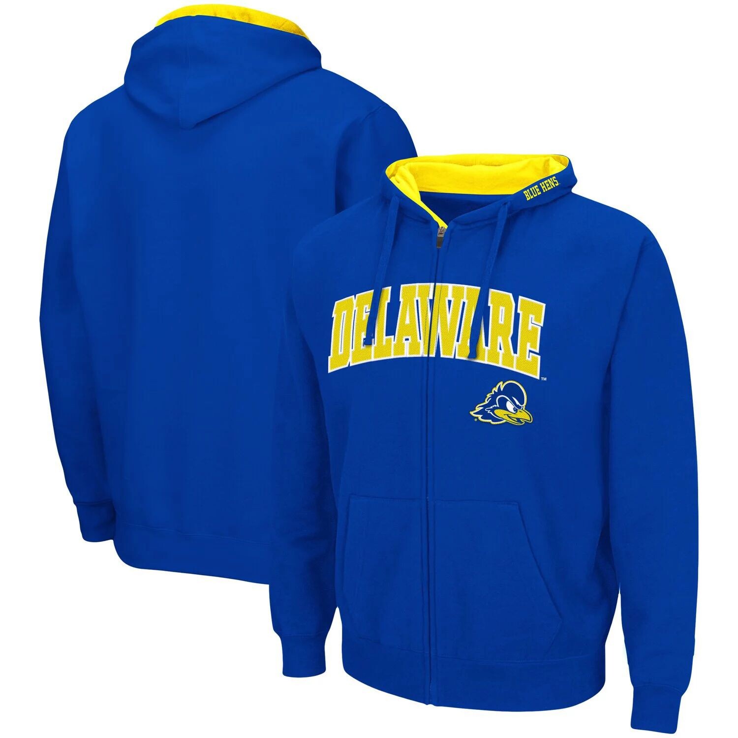 

Мужская толстовка с молнией во всю длину Royal Delaware Fightin' Blue Hens Arch & Logo 3.0 Colosseum