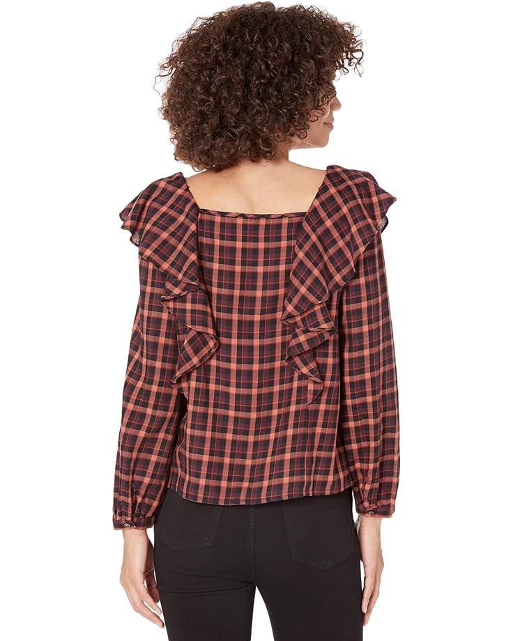 Топ Madewell Plaid Ruffled Square-Neck Crop Top, цвет Stacked Check Almo