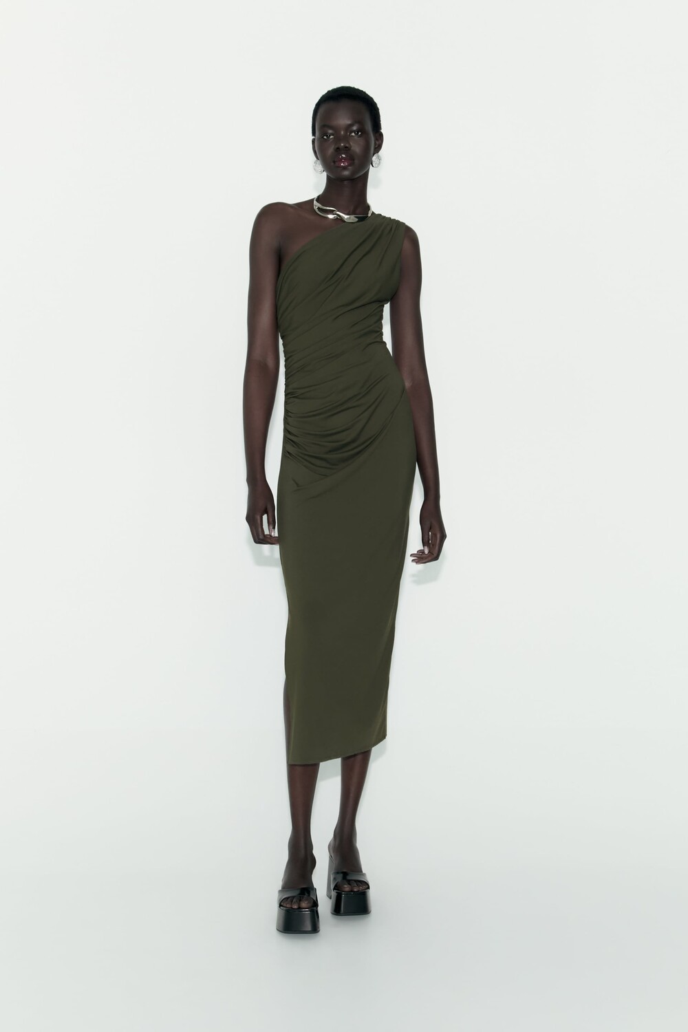 

Асимметричное платье Zara, хаки