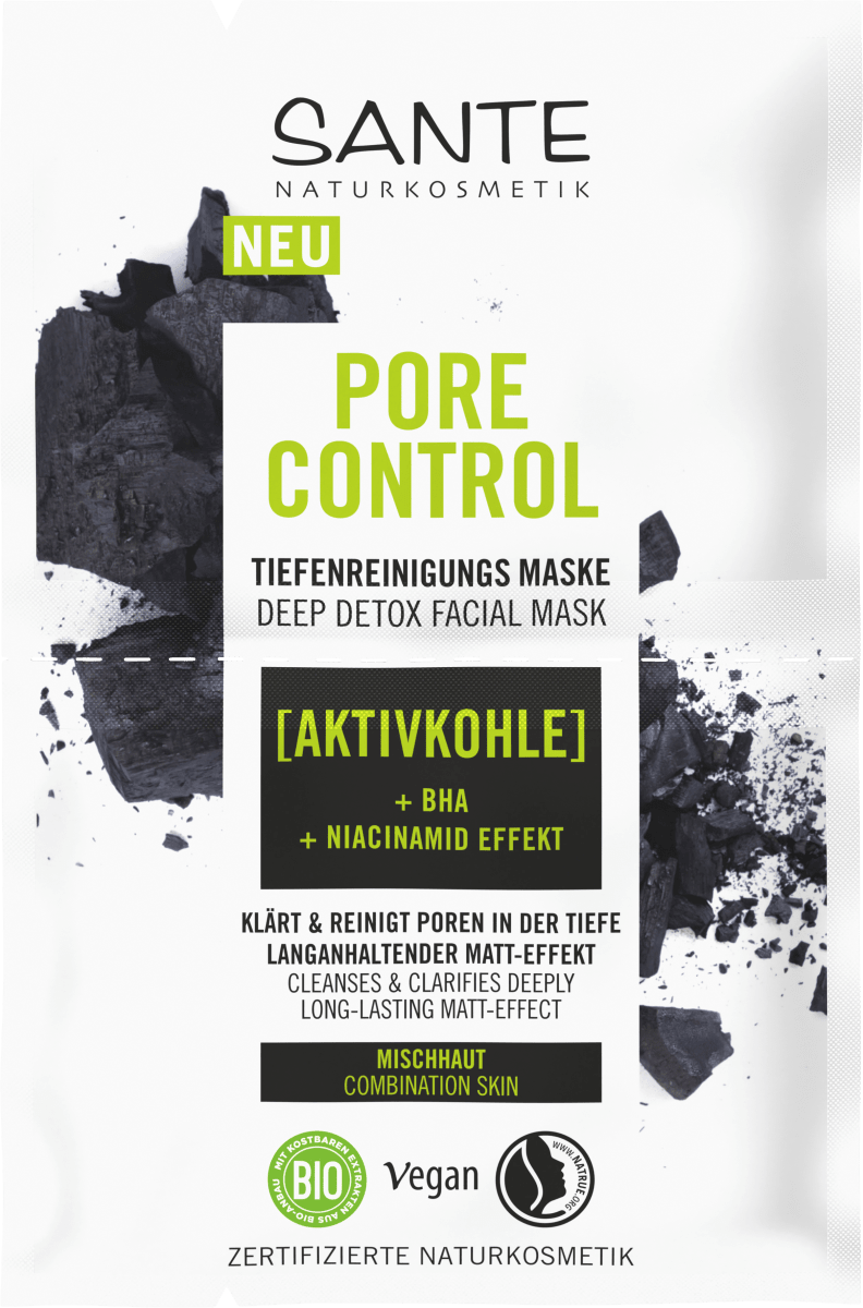 Глубоко очищающая маска Pore Control с активированным углем 8 мл. SANTE NATURKOSMETIK