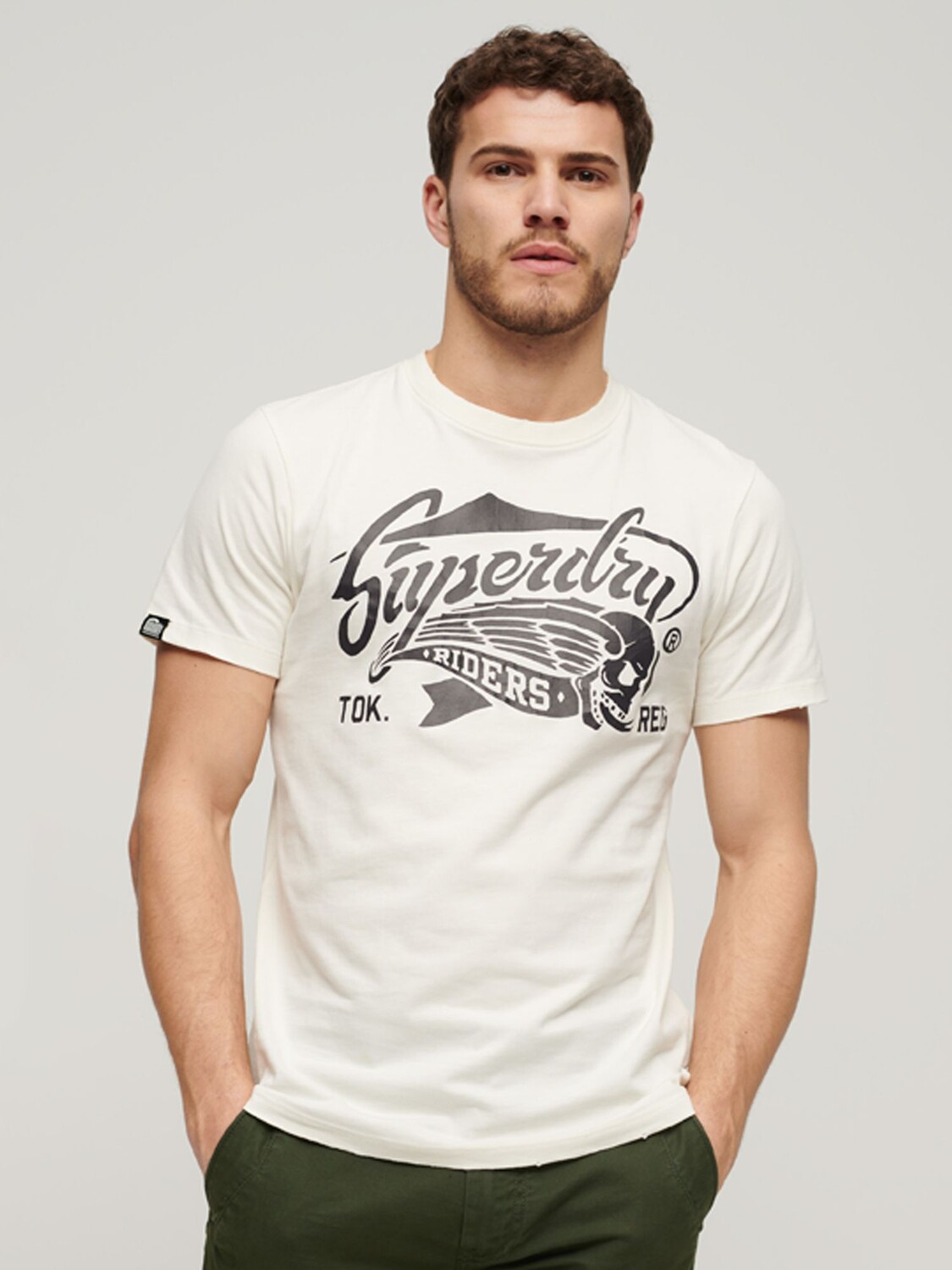

Футболка с рисунком Superdry Blackout Rock, кремовая, Бежевый
