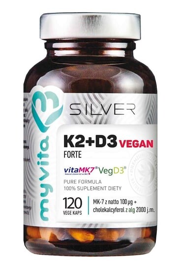 

SILVER VEGAN Витамин K2+D3 (100 мкг+2000 МЕ), 120 капсул. MyVita