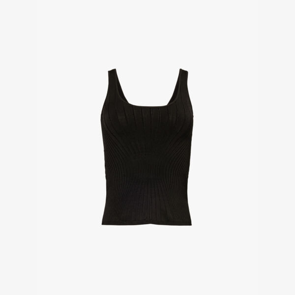 

Топ без рукавов из эластичной смесовой ткани в рубчик Mugler, черный