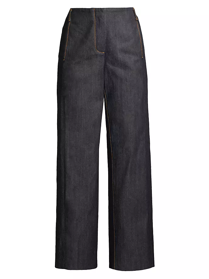

Джинсовые брюки со швами принцессы Tory Burch, цвет deep dark wash