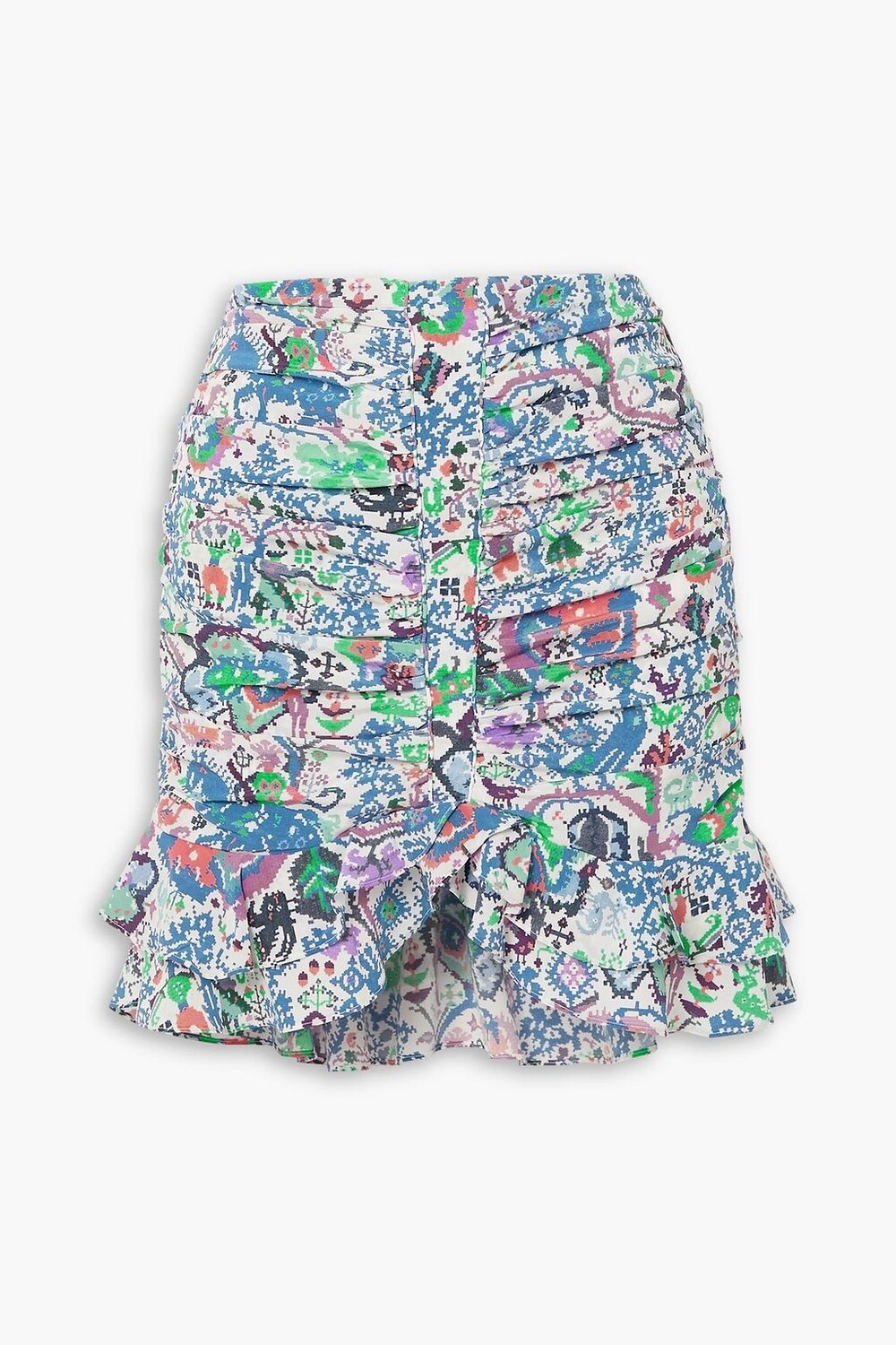 

Мини-юбка Milendi из крепдешина с принтом и сборками ISABEL MARANT, синий