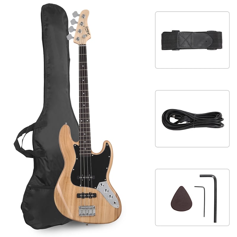 Басс гитара （Accept Offers）Glarry GJazz Electric Bass Guitar Black pickguard Burlywood offers