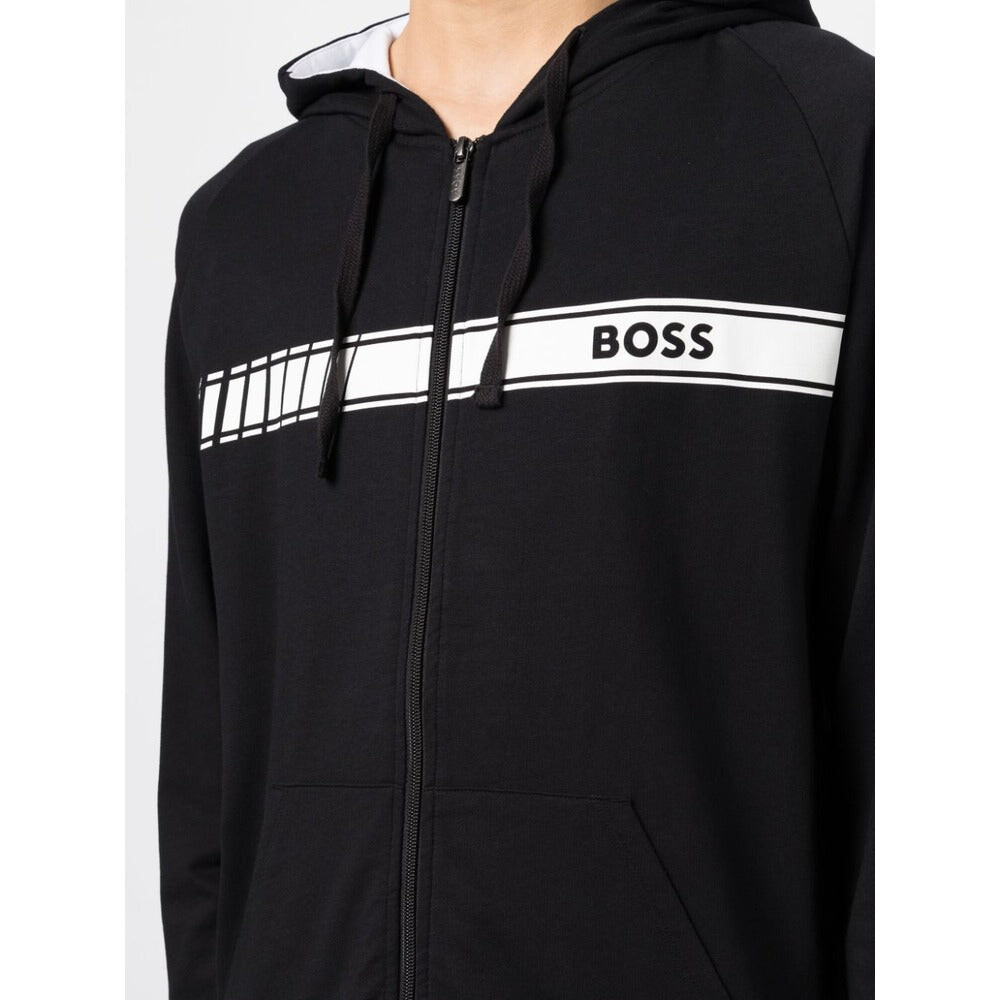

Мужская аутентичная хлопковая толстовка на молнии с капюшоном HUGO BOSS Black Grease, черный
