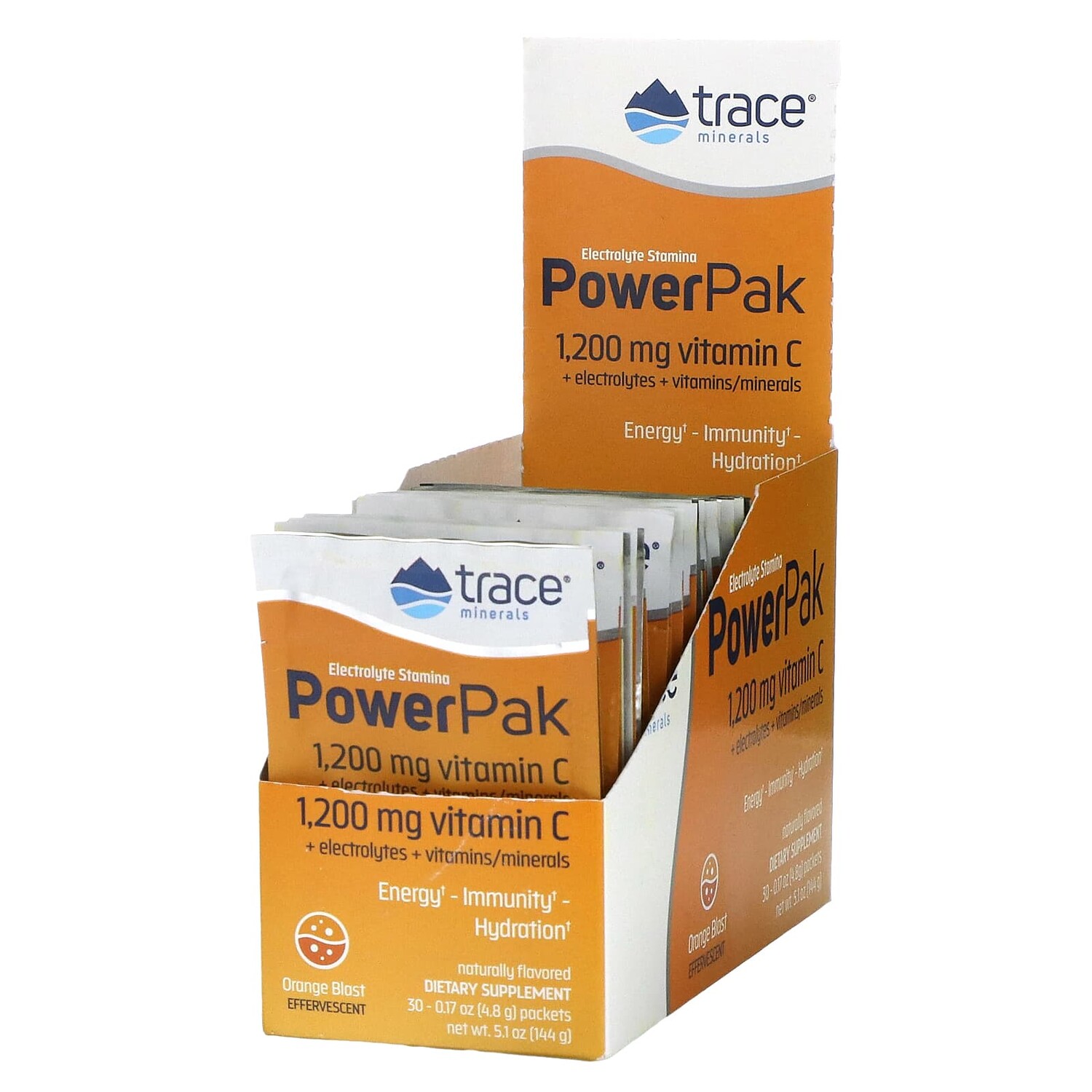 

PowerPak,электролит для повышения выносливости, со вкусом апельсина, 30 пакетиков по 4,8 г (0,17 унции), Trace Minerals