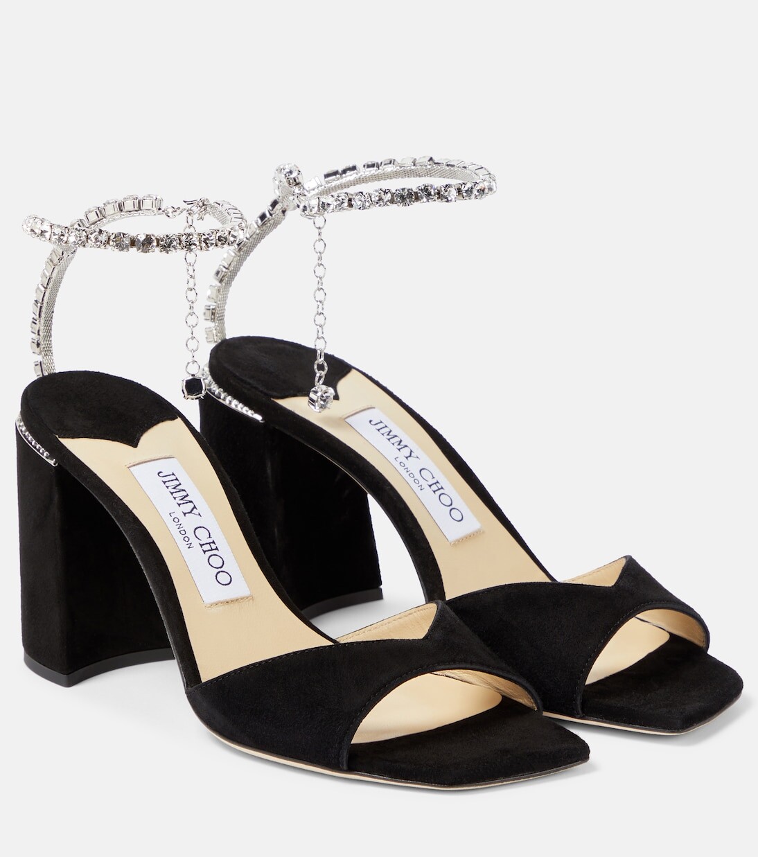 Босоножки saeda 85 с декором Jimmy Choo, черный