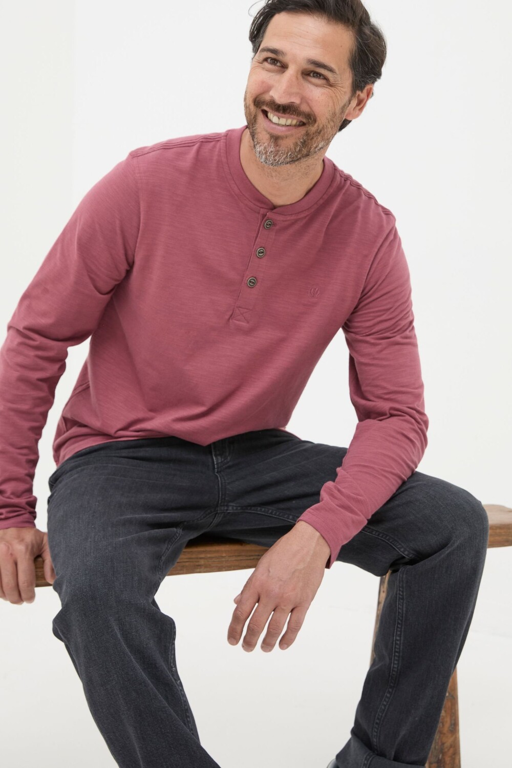 

Футболка Fatface Organic Woodside Slub Henley Fat Face, розовый