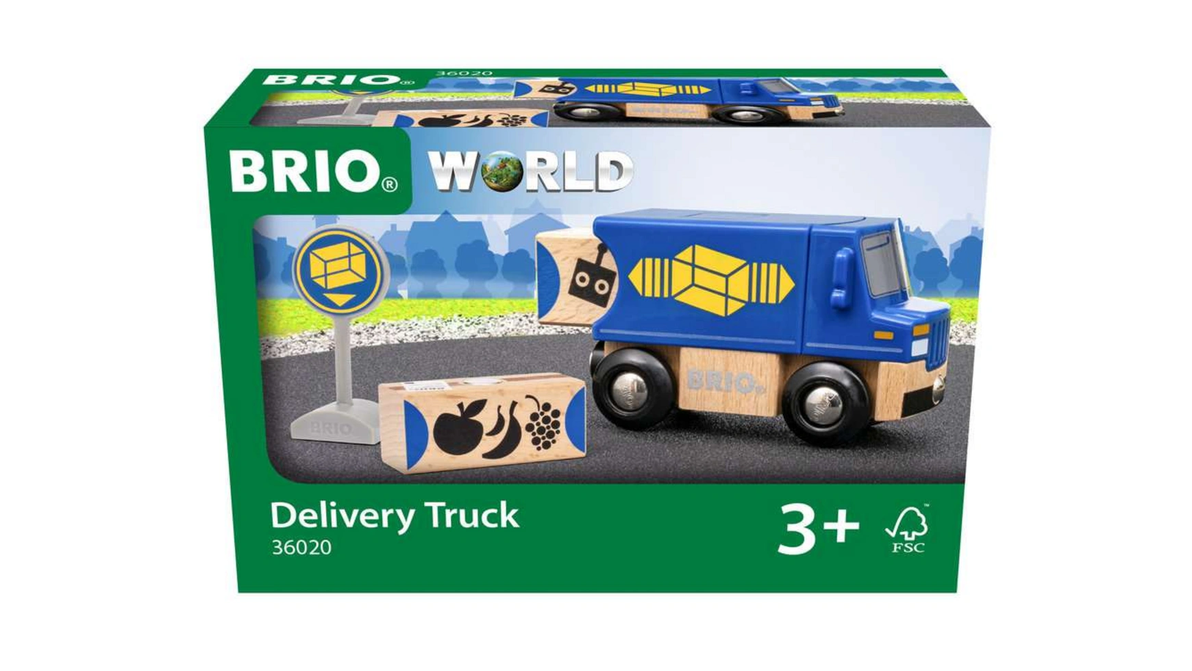 brio world 36009 grosse frachtlok mit waggon special edition 2022 brio world 36009 большой грузовой локомотив с вагоном специальный выпуск 2022 г Brio Bahn Транспортное средство Синий грузовик с двумя деревянными магнитными контейнерами