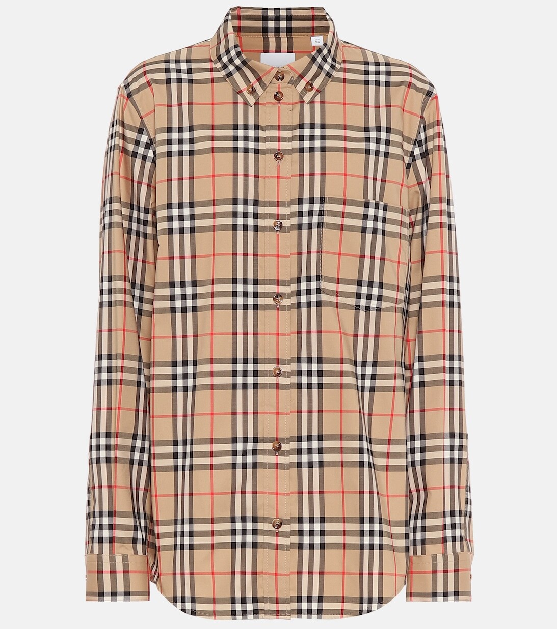 

Рубашка в винтажную клетку из эластичного хлопка BURBERRY, бежевый