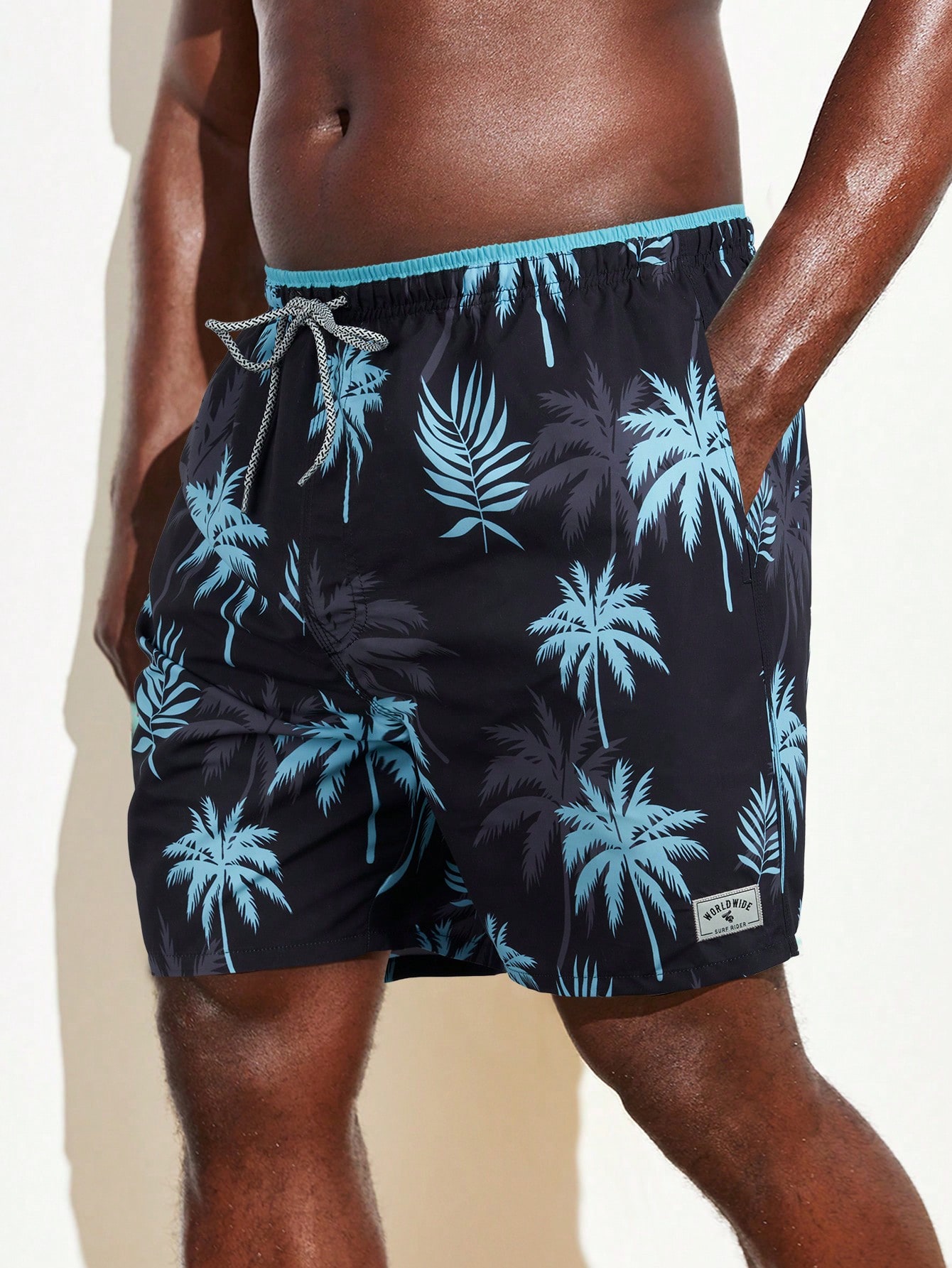 Мужские пляжные шорты больших размеров с принтом кокосовой пальмы и диагональными карманами, черный серые пляжные шорты summerhit с принтом пальмы