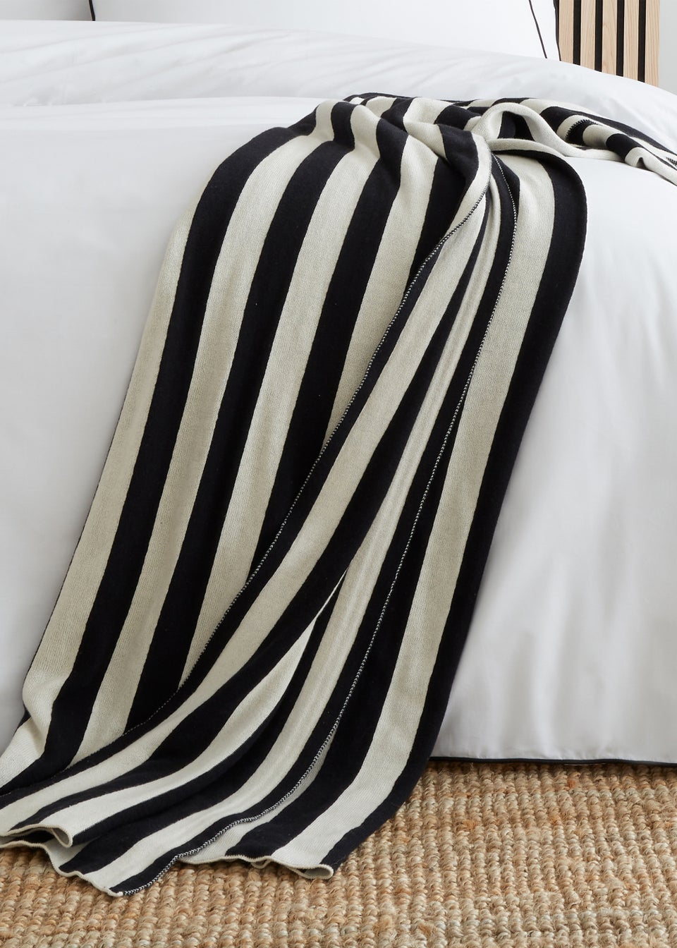 Style Sisters Вязаное хлопковое одеяло в полоску размером 150x180 см