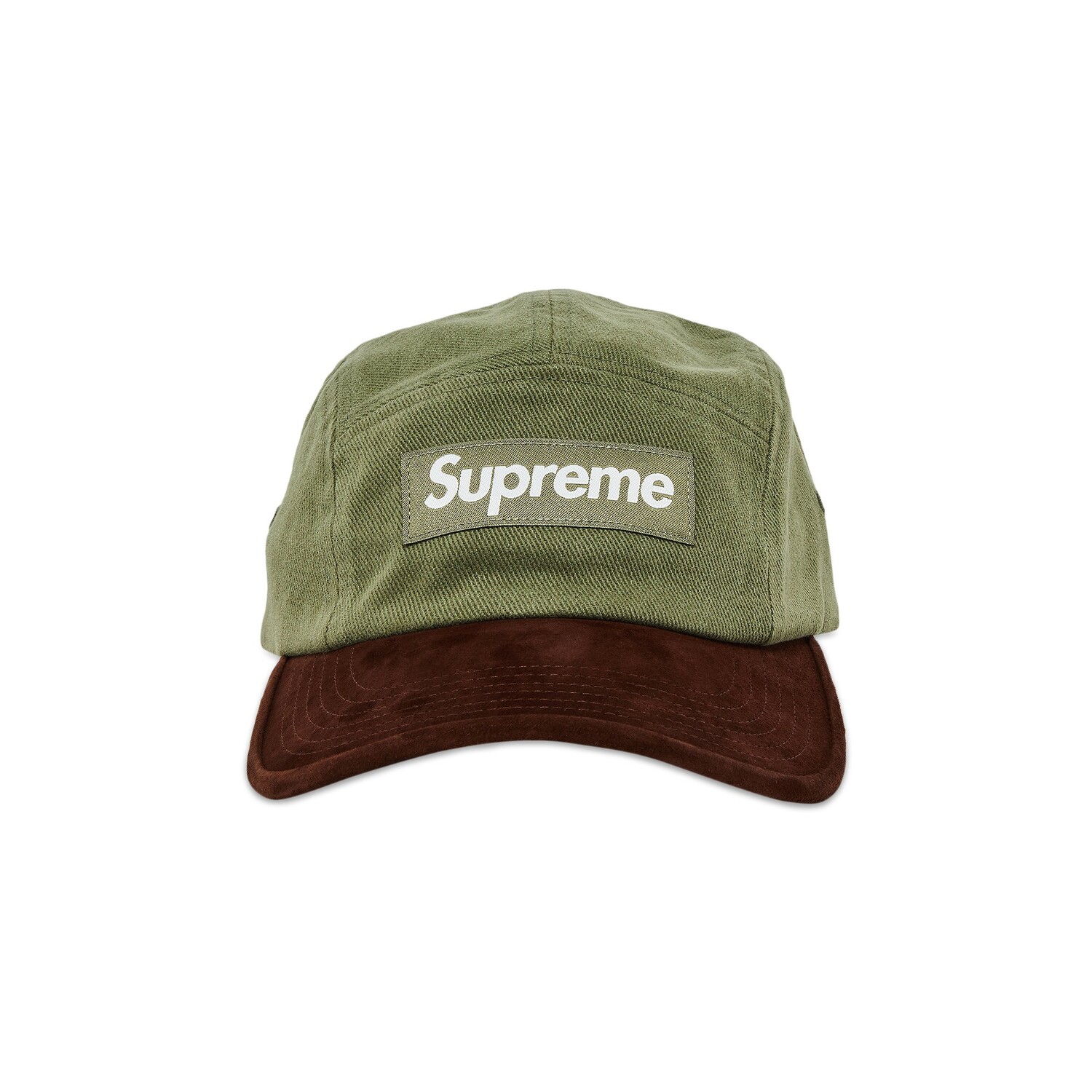 

Замшевая кепка Supreme с козырьком, цвет Светло-оливковый
