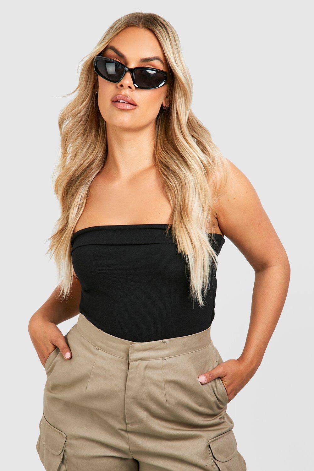 

Длинный топ plus бандо Boohoo, черный