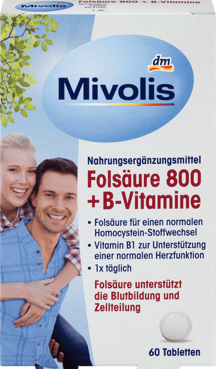 Фолиевая кислота 800+витамины группы В таблетки 60 штук 19г. Mivolis