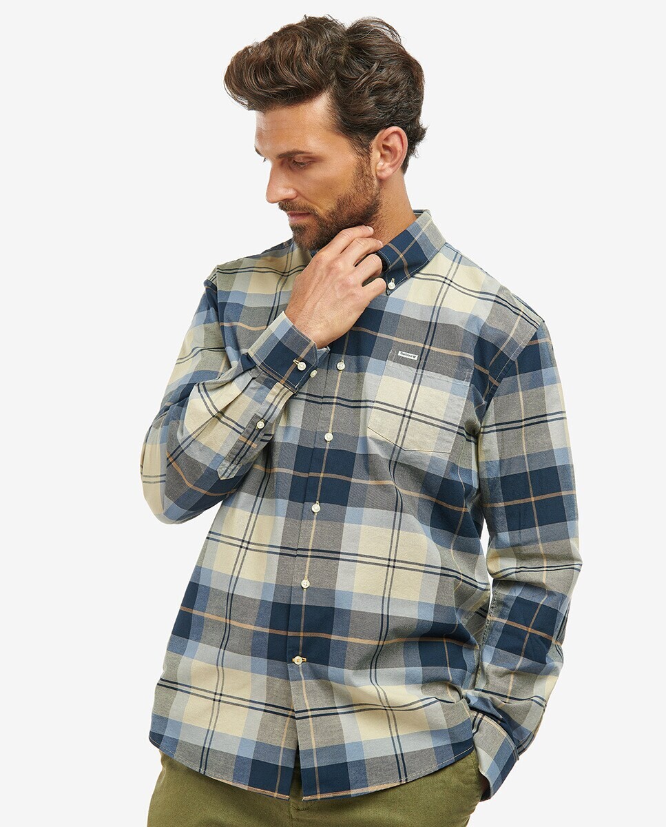 

Мужская рубашка с длинным рукавом с принтом Barbour, синий