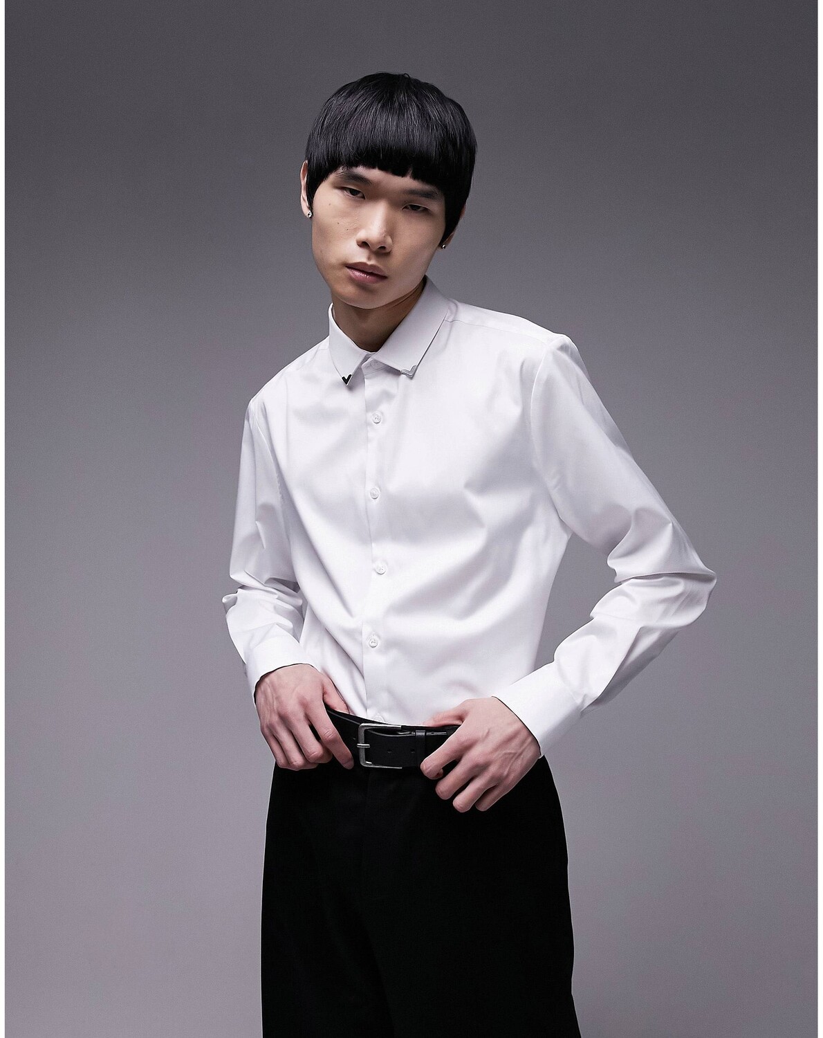 

Белая классическая рубашка Topman Premium с хлястиком на воротнике