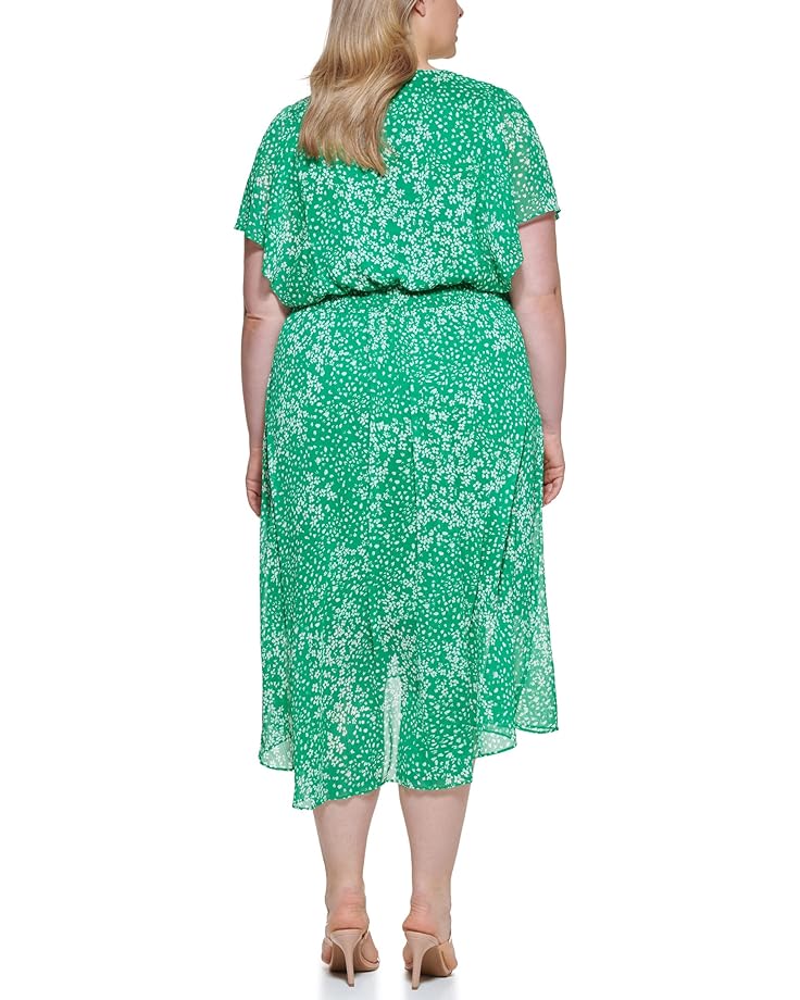 цена Платье DKNY Plus Size V-Neck Flutter Sleeve Dress, цвет Apple Combo