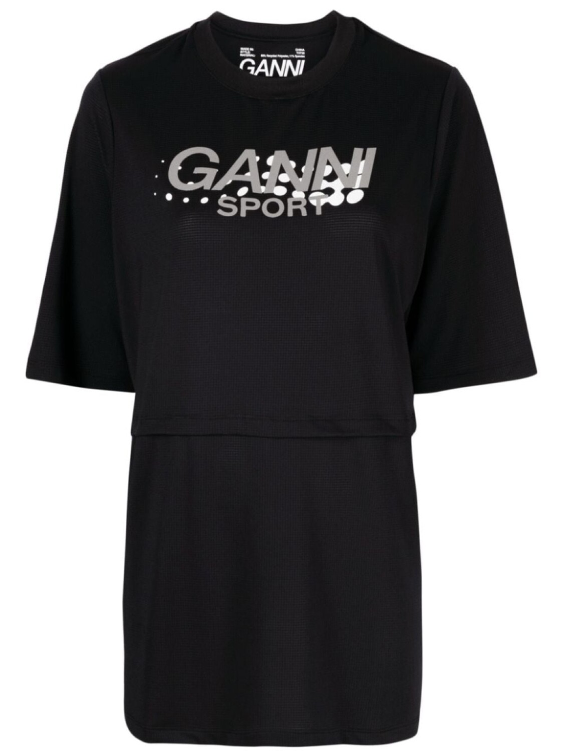 

GANNI футболка Active Mesh Layered с графичным принтом, черный
