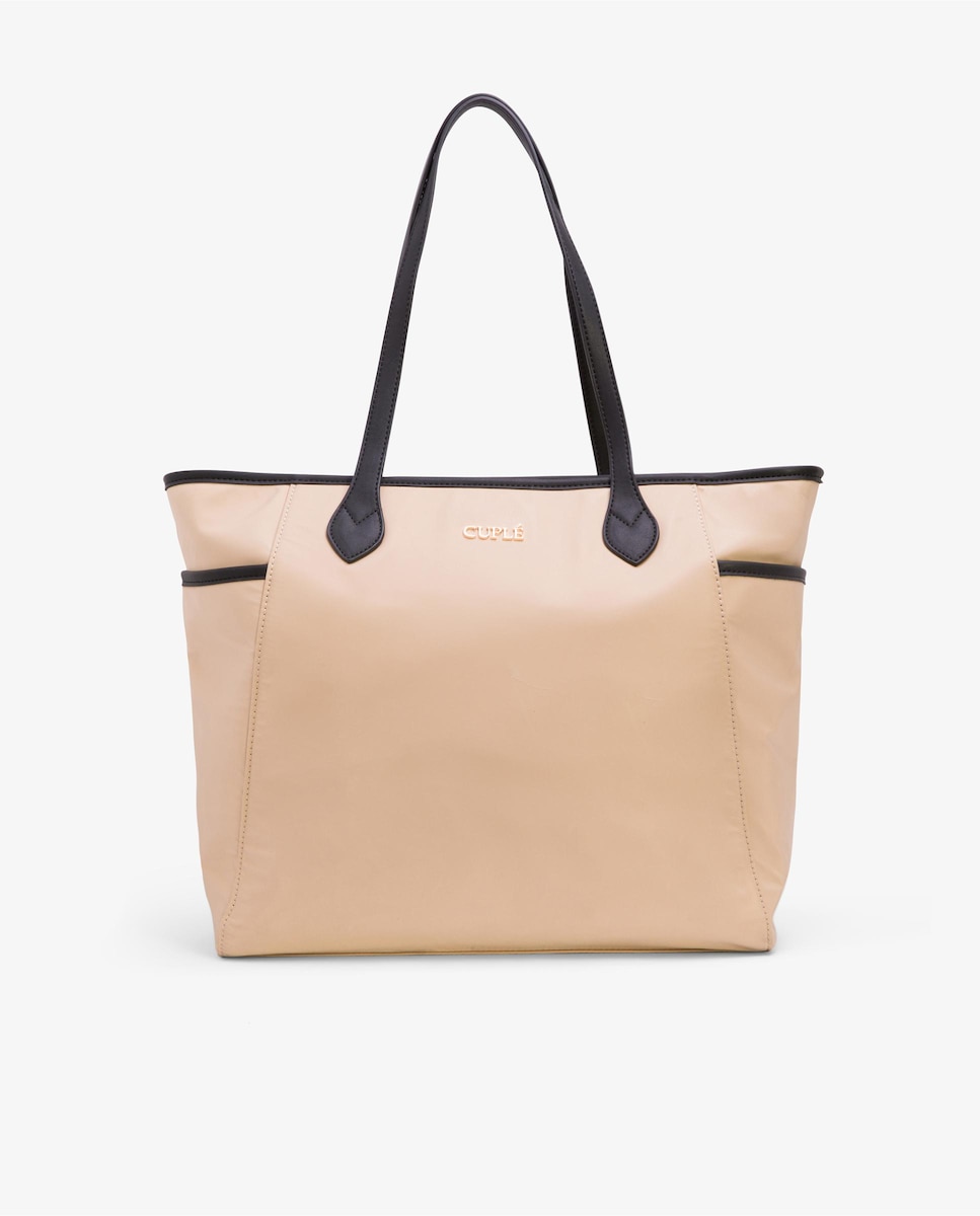 Бежевая сумка через плечо в стиле шоппер с застежкой-молнией Cuplé, бежевый
