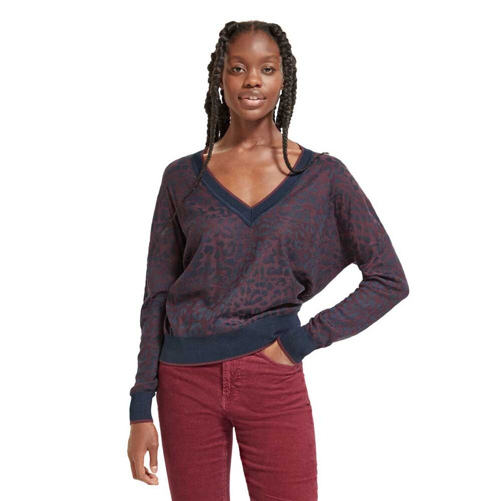 

Свитер Scotch & Soda Animal Jacquard V Neck, фиолетовый
