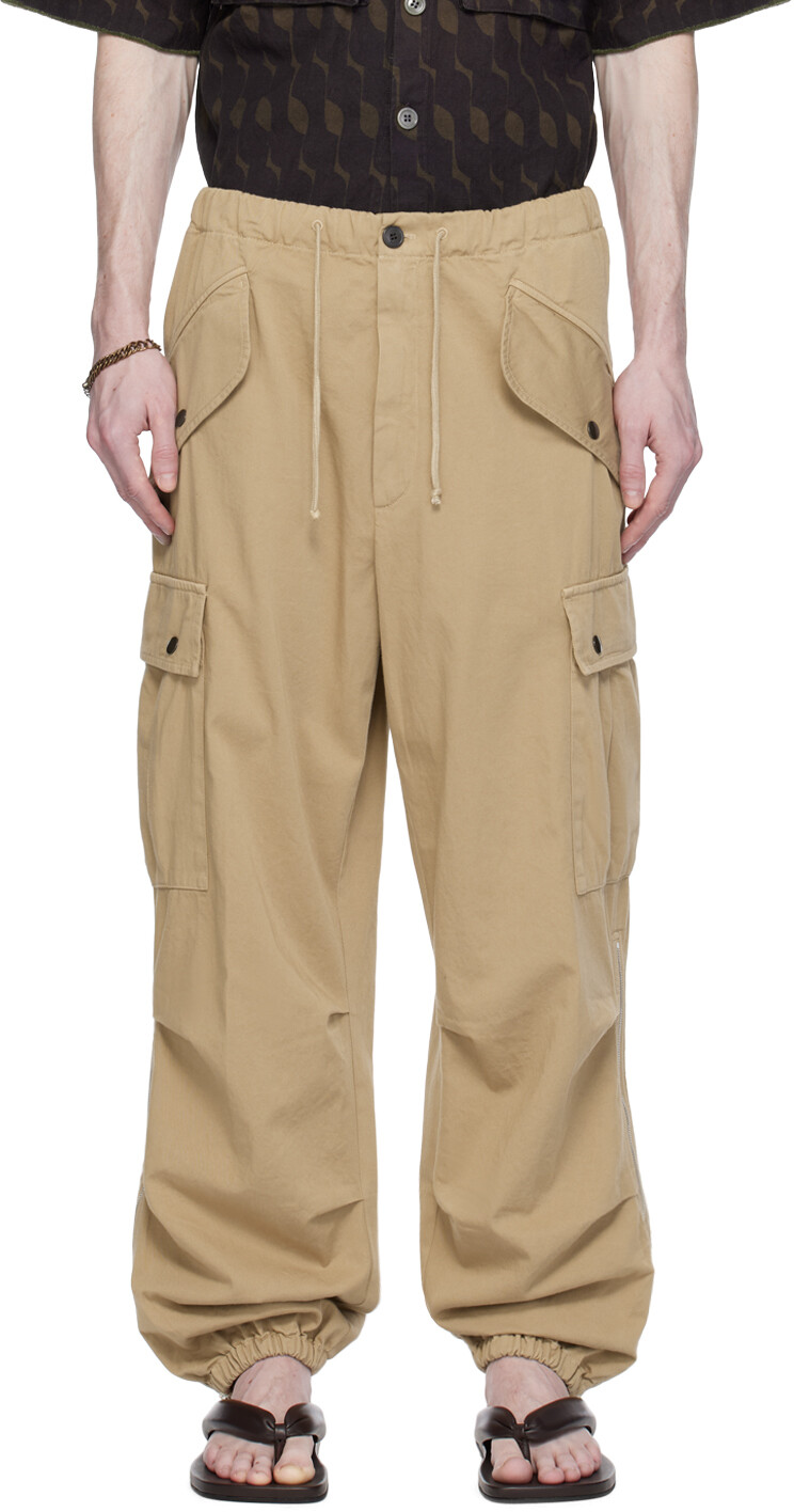 

Бежевые брюки карго на кулиске Dries Van Noten