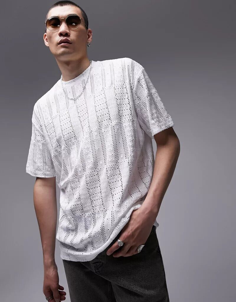 

Белая футболка оверсайз крючком Topman Festival
