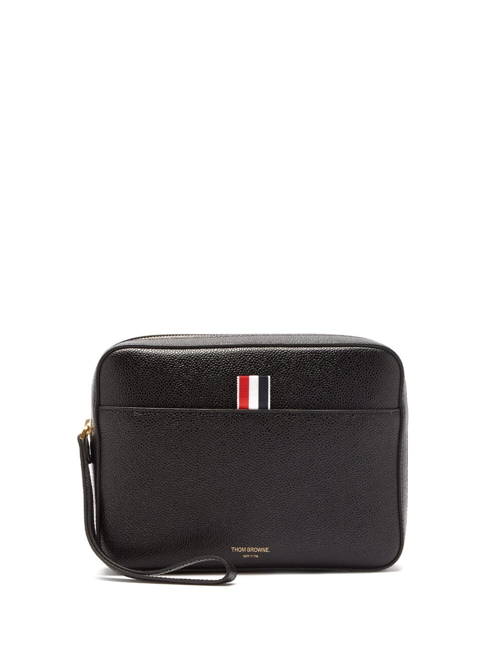 

Сумка для стирки из зерненой кожи Thom Browne, черный