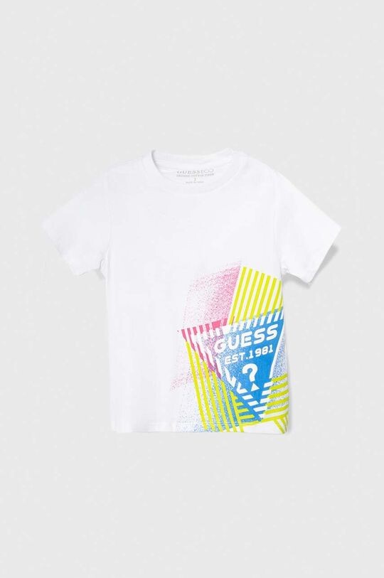 

Детская хлопковая футболка Guess, белый
