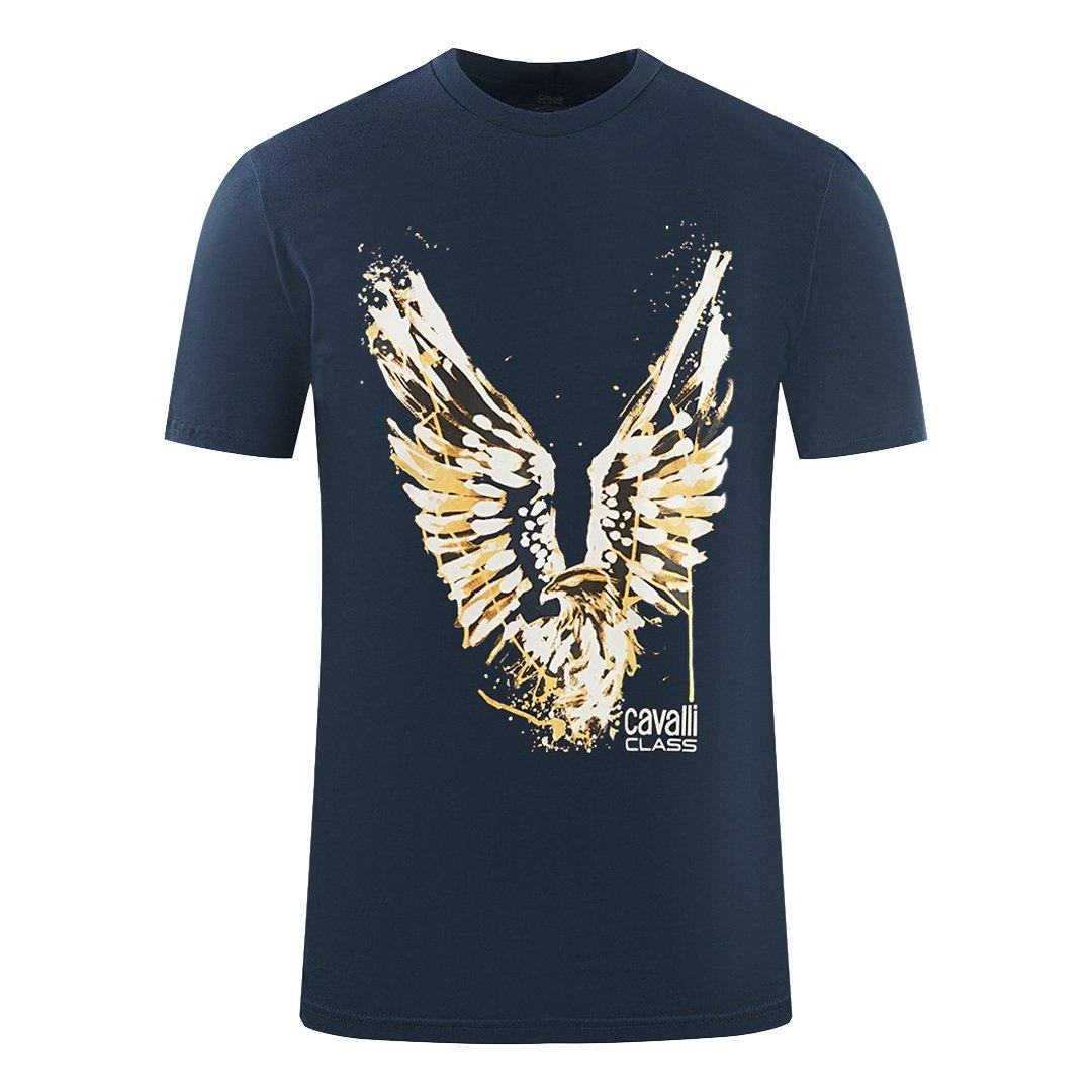 цена Темно-синяя футболка с большим логотипом Golden Eagle Cavalli Class, синий