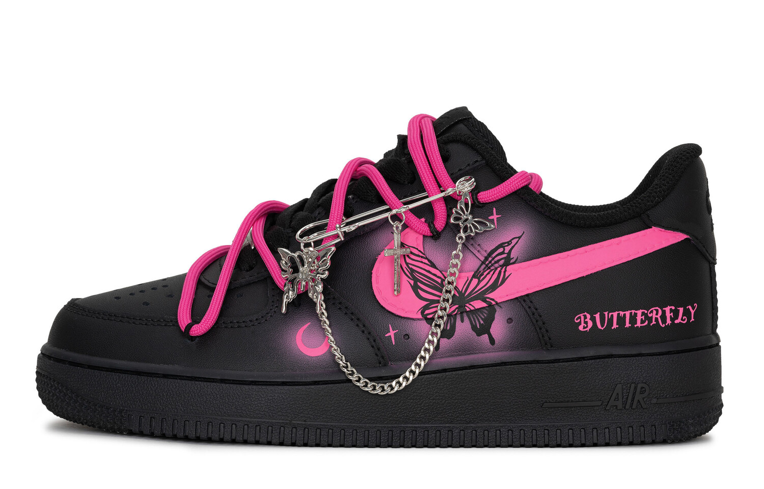 

Кроссовки Nike Air Force 1 Skateboarding Shoes Unisex Low-top Black/pink, черный