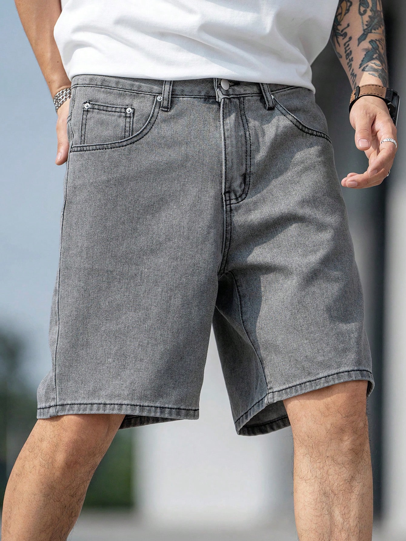 Мужские джинсовые шорты Manfinity Homme, светло-серый