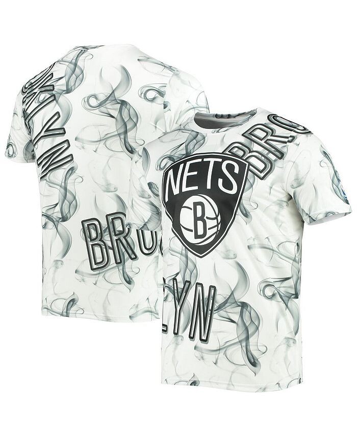 

Мужская бело-черная асимметричная футболка Brooklyn Nets Bold Smoke FISLL, белый