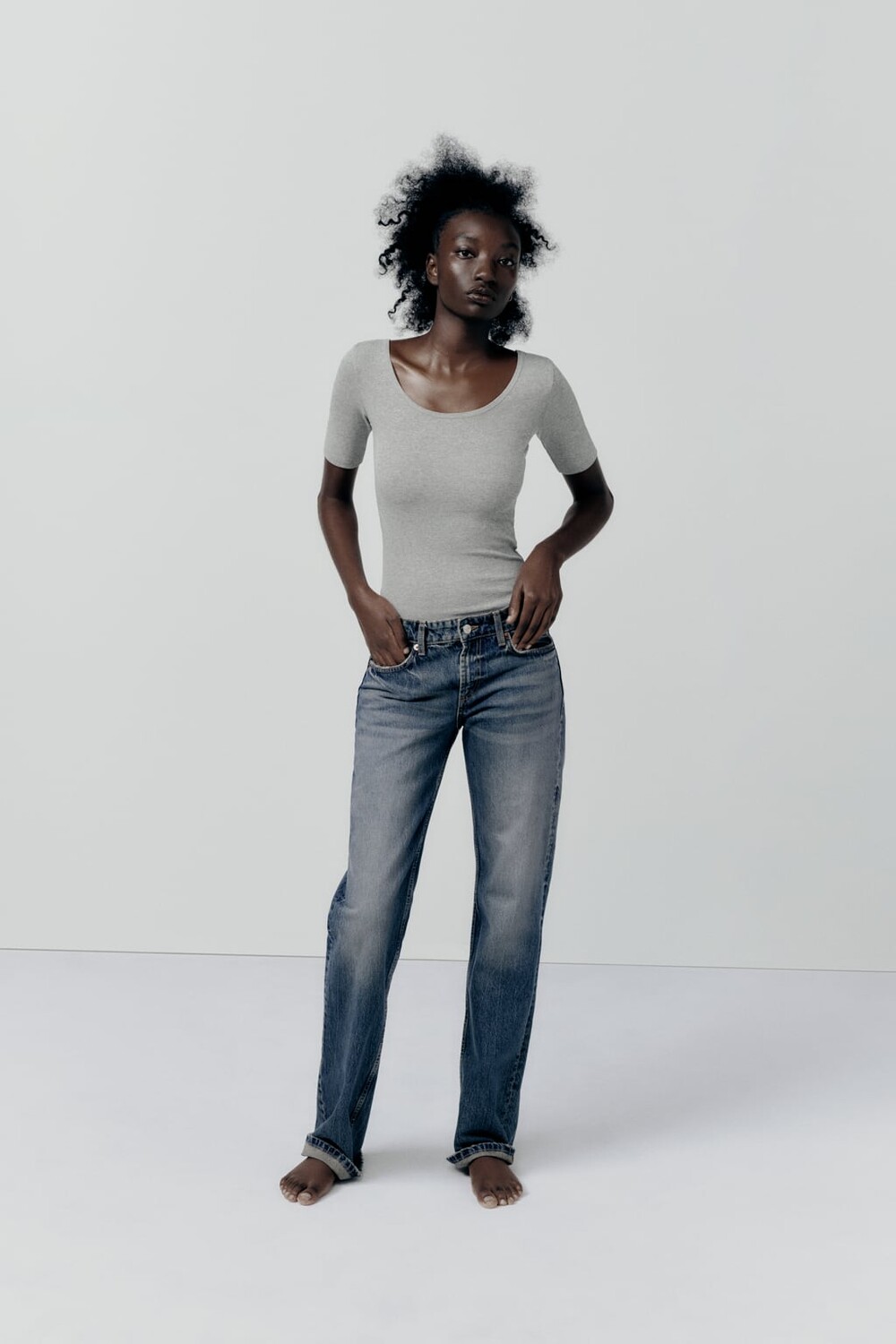 

Боди с короткими рукавами ZARA, серый мергель