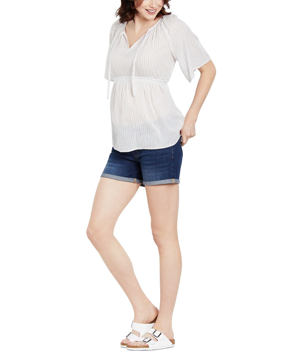 

Джинсовые шорты для беременных Secret Fit Belly с манжетами Motherhood Maternity
