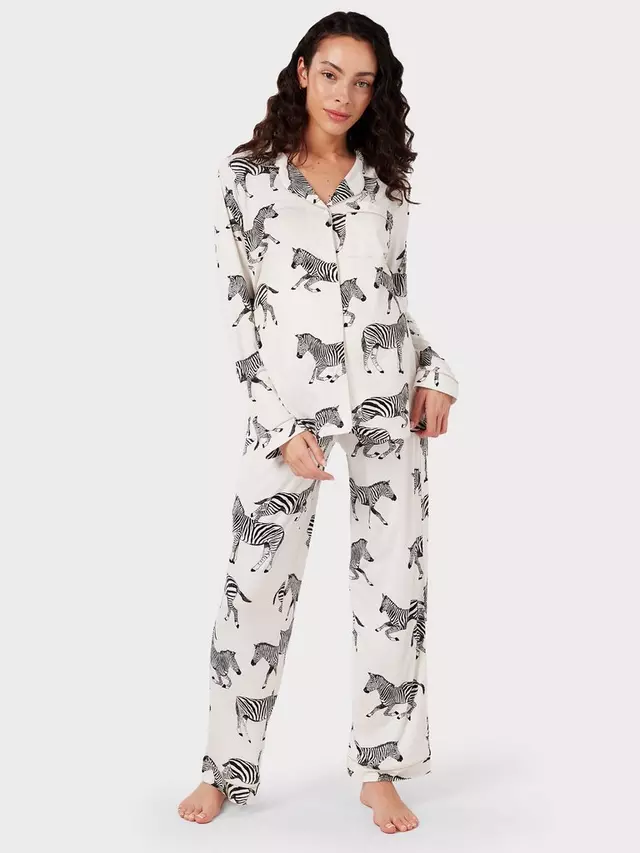 

Пижама Chelsea Peers Zebra Long Shirt Maternity, белый
