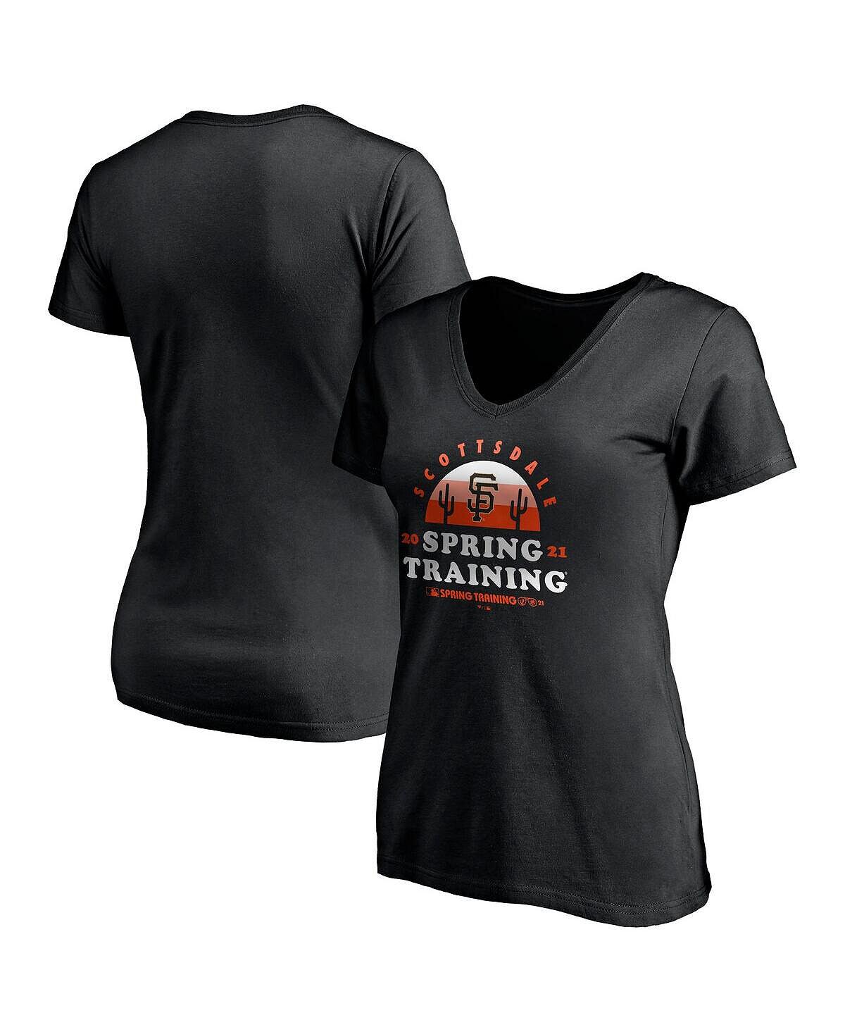 

Женская черная фирменная футболка San Francisco Giants 2021 Spring Training Upper Deck с v-образным вырезом Fanatics, черный