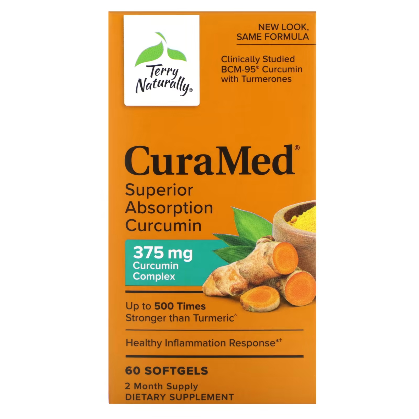 Куркумин Terry Naturally CuraMed с превосходным усвоением, 375 мг, 60 мягких таблеток terry naturally curamed 375 мг 120 мягких желатиновых капсул