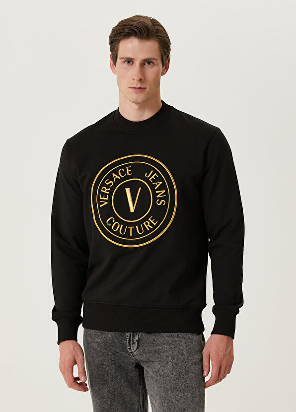 

Толстовка с вышитым логотипом черного золота Versace Jeans Couture, Черный