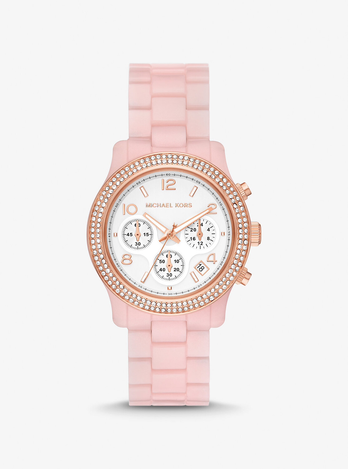 

Часы Runway Pavé оттенка розового золота и румян из ацетата Michael Kors, красный